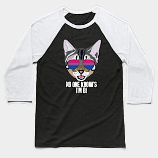 NO ONE KNOWS I'M BI - Cute Cat Sunglasses Bi Bisexual Pride Flag Baseball T-Shirt